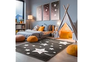 ‎SIMPEX SIMPEX Teppich Kinderzimmer süßes Stern-Design Kurzflor Kinderteppich mädchen Spielteppich Modern Design Babyzimmer Teppiche für Junge und Mädchen Extra Weich und Antiallergen 80 x 150 cm