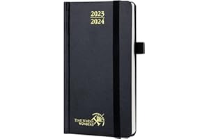 ‎POPRUN POPRUN Kalender 2023 2024 Klein 16,5 x 9 cm (Aug.2023-Dez.2024) - Taschenkalender 2023/2024 Hardcover mit Stiftschlaufe - Terminplaner, Wochenplaner mit FSC®-Zertifiziertem Papier - Schwarz