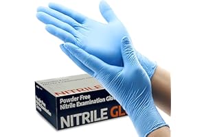 FUSION VIBES Nitrile Disposable Gloves Powder & Latex Free, Disposable Non-Sterile Nitrile Exam Gloves, Disposable Gloves, Surgical Nitrile Gloves, Blue Gloves, Cleaning Service Gloves, Food Safe Glove (Medium)