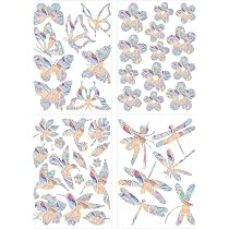 36 Adesivi Rainbow Per Finestre – Anticollisione Uccelli – Forme Di Uccelli, Farfalle, Foglie