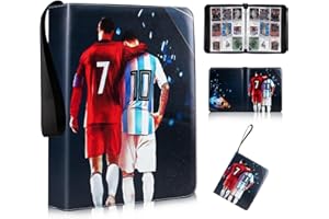Egmelos Trading Card Binder, PU Leather Football Card Binder, Card Folders for 900 Cards with 50 Removable Sleeves, Card Collection Folder with Zip, Binder Album for Baseball Cards, Sports Star Cards