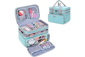 BAFASO Kit de Costura Doblado con 2 Bolsillos Desmontables, Gran Bolsa de Costurero (Sola), Verde