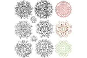 CRASPIRE Sellos de Goma Transparentes con Diseño de Mandala Y Flores Reutilizables Estilo Bohemio Loto Yoga Sellos de Silicona Transparentes Vintage para Diario Tarjetas Decoración Bricolaje Álbumes