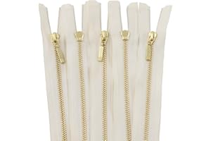 AERZETIX - C61344 - Lot de 5 Fermetures éclair séparables 45 cm en métal à tirette déco - fermeture à glissière - soie blanc - curseur jean gilets maroquinerie couture robe vêtement pantalon mercerie