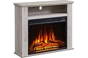 FlameKo Sahara Fireplace with 31" surround and Realistic Flame Effect Heater Grey Bronx Oak Multiple Colours Available