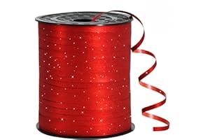 RIBBOOO 450 Meters Geschenkband GlitzerBand Rot 5mm Luftballons Band Geschenkverpackung für Weihnachtsdeko Ballonverschlüsse Geschenkverpackung Hochzeitsdeko (500 Yard Balloon Ribbon