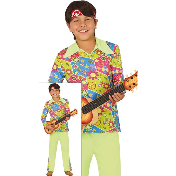 JerrisApparel 70s Kids Disco Costume - Retro Hip Hop Outfit With Shirt, Pants, Wig, Glasses - View #12