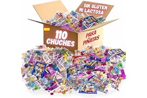 MANLOZ Mega Pack 110 Chuches Cumpleaños. Chuches Relleno Piñata. Chuches Sin Gluten Sin Lactosa. Gominolas. Golosinas Pack Chuches. Relleno Piñatas de Cumpleaños Infantil. Piñata Infantil PARTY4EVER