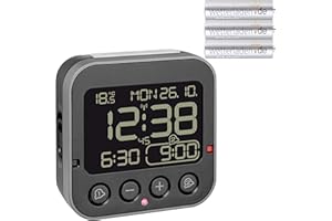 ‎TFA DOSTMANN TFA Dostmann 60.2552.01 Bingo 2.0 digitaler Funk-Wecker mit Temperaturanzeige und Negativ-Display (schwarz mit Batterien)