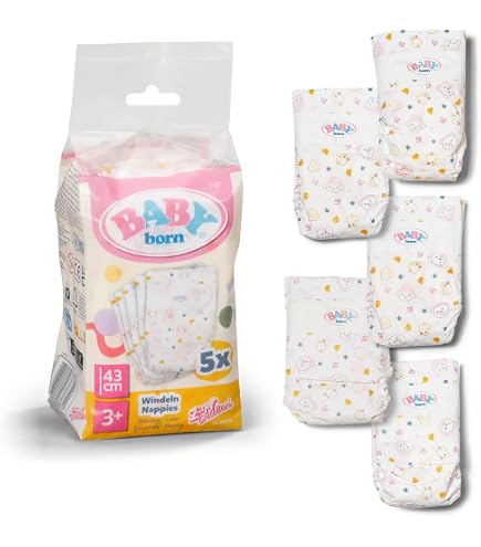 Heless 335 – Set De 3 Pañales Para Muñecas – Talla 35-50 Cm – Cierre De Velcro Reutilizable – Estampados Coloridos – Fabricado En Alemania