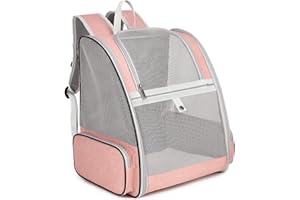ALLSOPETS Sac à Dos pour Petits Chiens Chats Sac de Transport Respirant pour Chiens Sac à Dos Pliable pour Chaton avec Sangles de Sécurité pour Voyage Randonnée Extérieure (Rose Brumeux)