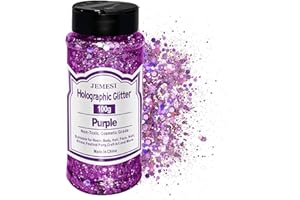 JEMESI Holograficzny duży brokat, 100g fioletowy brokat, cekiny do twarzy, ciała, włosów, żywicy epoksydowej, brokat do twarzy festiwalu