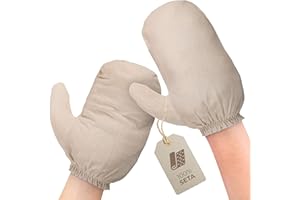 MASSAGE-EXPERT Guanti di seta Garshan in seta grezza [1 paio], per peeling, ayurveda, massaggio a secco e cellulite. Grande