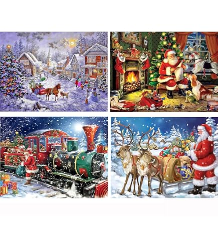 Peinture Diamant Noël - Plateau Rectangulaire 30x20cm - DIY Déco Festif - Loisir Créatif Anti-stress - Cadeau Fait Main Unique