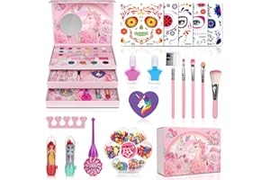 Jirmerp Trucchi Bambina Set,Trucchi per Bambine lavabile set di trucchi per bambini con Braccialetti fai da te per bambini Sicuro e non ossico Trucchi Bambine Set con adesivi per il trucco