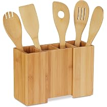 Hunnycook 2-teiliger Utensilienhalter – Metallgitter Mit Bambusboden, 13 Cm & 9,4 Cm, Schwarz