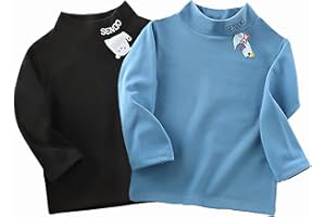 Hikewin Unisex Kids Thermal Undershirts Little Boys Girls Base Layer Tops Warm Underwear Half Collar 2PCS 12Months-10Years