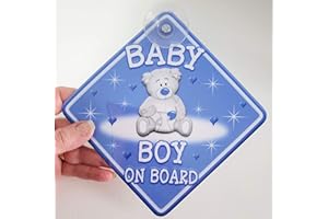 JUST THE OCCASION Teddy Cloud Baby BOY Non Personalised Novelty car Sign