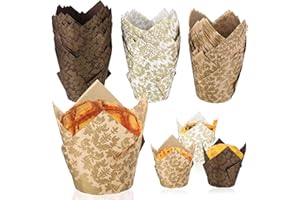 MYHONGLE 150 Pz Pirottini per Muffin Carta, Pirottini Tulip in per Muffin e Cupcake, Pirottini Stampi per Festa di Natale Matrimonio Compleanno, Stile di Stampa