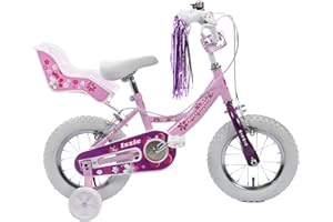 Professional Izzie 12" Wheel Girls Bike & Dolly Seat, Streamers & Stabilisers Barbie Pink Age 3+