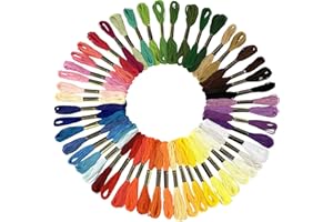 UREMINISCE 50 Farben Stickgarn Set, Vielfarbige Embroidery Floss für Stickerei, Knoten, Flechten, Handarbeiten und Häkeln, 8 m, 6 Fäden, Näharbeit und Häkelgarn