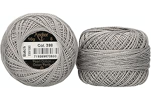 Anchor 4591008-00398 Hilo de bordar, 100% algodón, gris, grosor 8, 82 m, 16 gramos