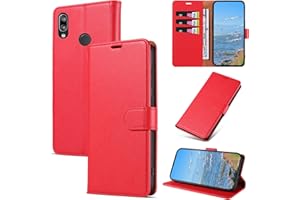 KKEIKO Funda para Huawei P20 Lite, Billetera Carcasa de PU Cuero, Anti Golpes Magnético Funda con Stand Function para Huawei P20 Lite, Rojo