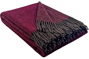 ‎STTS INTERNATIONAL STTS International Wolldecke 100% Schurwolle Wohndecke in versch. Farben 140 x 200 cm Tagesdecke Schurwolldecke Woll-Plaid Tirol (Braun-Weinrot/Dunkelrot (Double face), 140 x 200 cm)