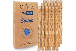 Premium Natural Miswak Sticks for Oral Hygiene - Organic Chewable Siwak Toothbrush - Fresh Breath - Eco-Friendly Wooden Dental Stick - Pack of 18 - ORINKO