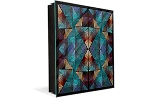 CONCEPT CRYSTAL Guarda Llaves decorativo con Pizarra Magnética K14 Temas del mundo: Vidrieras abstractas