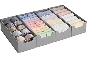 SONGMICS Juego de 4 Organizadores para Cajones de Ropa Interior, para Cómodas HEMNES y MALM de IKEA, Sin Divisores, Plegables, Armario, 40 x 16 x 10 cm, para Calcetines, Gris Paloma RUS012G01