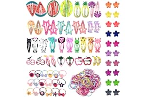 VEGCOO 190 Piezas Accesorios Pelo Niña, 60pcs Pinzas Pelo Niña y 130pcs Gomas, Multicolor Horquillas Clips Lazos de Pelo Cinta Elástica Accesorios Cabello para Niñas Bebe Infantiles