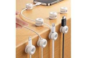 JOYROOM 8 sztuk silikonowych klipsów do kabli, organizerów na kable biurkowe, samoprzylepne, do biura, samochodu, stolika nocnego, na biurko, kolor biały