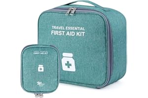 QUNKUN Set di 2 borse per medicinali, grande capacità, impermeabile, kit di pronto soccorso, per casa, ufficio, auto, campeggio, caccia e viaggi, colore verde