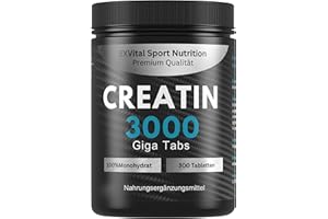 ‎EXVITAL Creatin 3000 Giga Tabs, 3450mg Creatin Monohydrat pro Tagesdosis, 300 vegane Tabletten, Alternative zu Kreatin Kapseln & Pulver, Training, Sport, Fitness