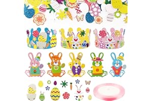 BETESSIN Ostern Basteln Kinder Ostern Anhänger Deko Ostern Bastelset Moosgummi Aufkleber Osterkrone Osterdeko Osterhase Sticker Selbstklebend Osterdekoration 262 teiliges Kreativset Kunsthandwerk