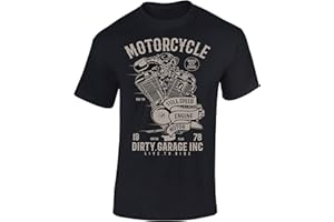 BADDERY Maglietta: Dirty Garage - Moto - Idea regalo per motociclista - Biker T-Shirt - Maglia uomo uomini - Motocicletta - Race - Pilota - Libertà - Chopper - Bike - USA - Anarchy - Centauro (