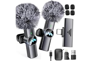 MLZTINGR Microfono Wireless per iPhone/iPad/PC/Android/Camera – Plug and Play, con Display Digitale, Riduzione del Rumore AI, Microfono Lavalier Senza Fili, Ideale per Live, YouTube, Vlog, TikTok (K3ro)