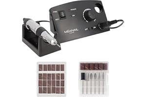 PLASTIMEA MEANAIL Paris - Ponceuse pour Ongles - Électrique - Lime à Ongles Professionnelle - 6 Embouts Variés - Manucure et Pédicure - Complet - Depose - 50/60 Hz - 35 000 tours