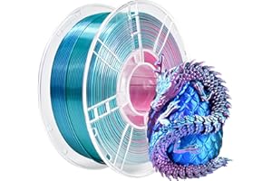iBOSS Filamento PLA + triplo colore in seta, 1,75 mm, filamento per stampante 3D PLA Plus +/-0,02 mm, 1 kg/bobina, superficie lucida, seta rossa, blu e ciano