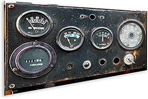 islandburner Tableau sur toile Ancien compteur industriel jauges compteur industriel Cadre Affiche Poster Murale Tableaux