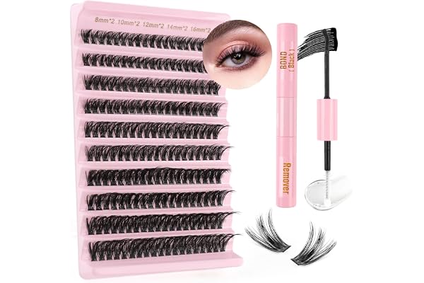 Sixstarhair Faux Cils Individuel avec Lash Bond and Remover Kit Extension Cils 60D Faux Cils Bouquet Volume Russe DIY Extensions de Cils Professionnel 8-16mm Individual Lashes
