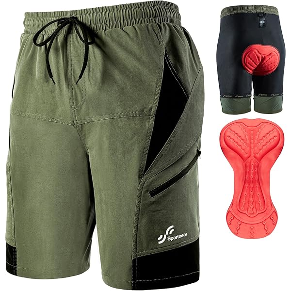 Cycorld MTB broek heren fietsbroek, mountainbikebroek fietsbroek heren kort, sneldrogende MTB-shorts fietsbroek heren ademend outdoor bike shorts (indigo, L