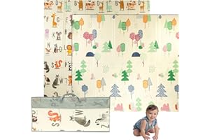 IBERIMARCAS Tappetino da gioco per bambini, pieghevole, sensoriale, impermeabile, atossico, reversibile. Versatile, perfetto per gattonare in sicurezza. (Nature and Alphabet, 150cm x 180cm x 1cm thick)