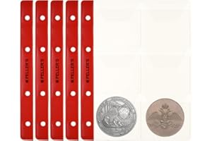 PELLER'S 10 Fogli per Collezione, 6 Tasche 68mm X 72mm su Ogni Pagina, per Monete Molto Grandi Fino a 55mm: geocoins. Ricarica Album M, Inserti.