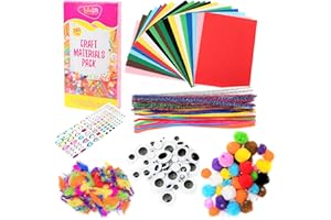 edukit Crafting Kit - 280 Pieces - Inc Pipe Cleaners, Pompoms, gems, Googly Eyes, Felt & Feathers - Various Sizes and Colours - Great for Children and Adult Crafts, for Home or workshops