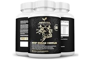 EUPHORIA BLISS Premium Beef Organs Complex - 120 Capsules Freeze Dried Liver | Heart | Kidney | Pancreas | Spleen | Intestine | Tripe/Stomach | No Hormones, Antibiotics Or GMO