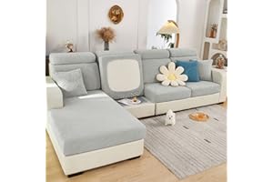 ShowyLive Copertura per gli Schienali per Divano Fodera per Cuscino Sedile del Divano - Alta Qualità & Lavabile (Foglie Grigio Chiaro)