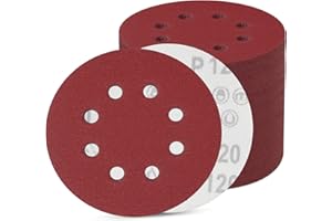 SINAND 100 pezzi carta vetrata 125 mm, dischi abrasivi a 8 fori, carta vetrata rotonda eccentrica (100 pezzi a grana 120)