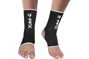 PFX Sports Ankle Support for Muay Thai, Kickboxing &Martial Arts | Durable Reliable Boxing Gear | Non-Slip,MMA & Comfortable Elastic Wrap (Black/White, S/M)